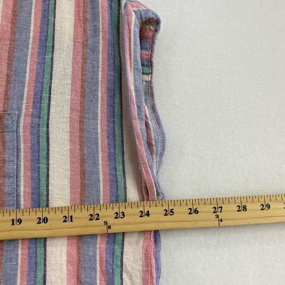 Orvis Striped Linen Blend Sleeveless Button Front‎ Shirt XL Multicolor Summer - Picture 3 of 9